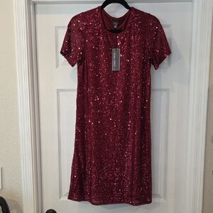 Hanna & Gracie Burgundy Sequin Dress